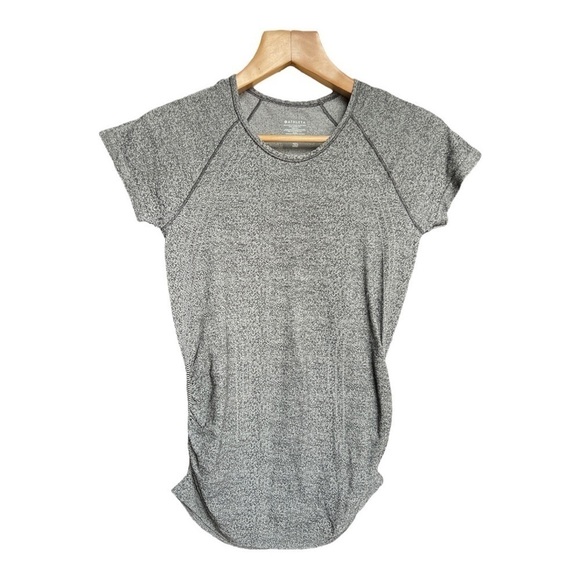 Athleta Women’s Speedlight Ruched Short Sleeve Grey Active Nylon Tshirt, Small - Picture 1 of 7